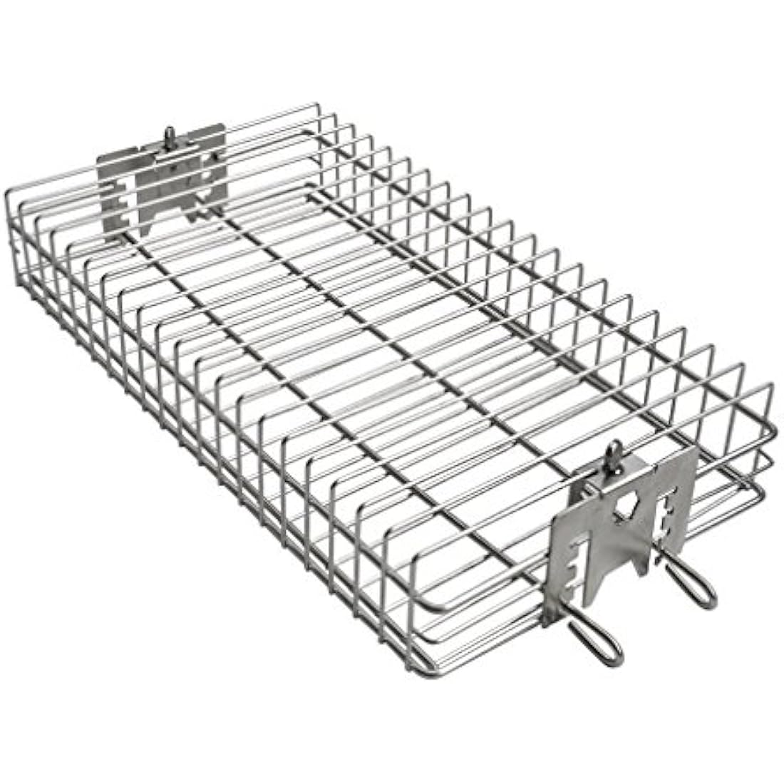 Onlyfire BRK-6042 Stainless Steel Flat Spit Rotisserie Grill Basket Fits 1/2” Hexagon, 3/8" Hexagon, 3/8" Square & 5/16" Square Rotisserie Spit Rods