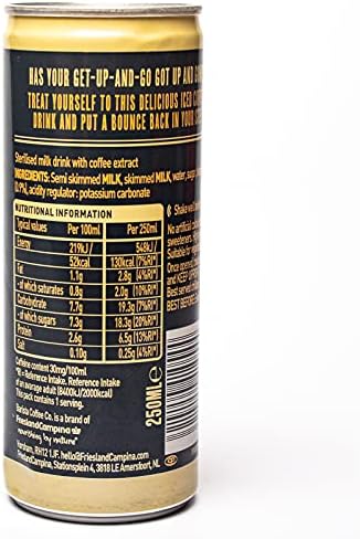 Barista Coffee Co. Medium Roast Caffe Latte Iced Coffee Drink Tin Can, Ready To Drink, 250 ml (Pack of 12)