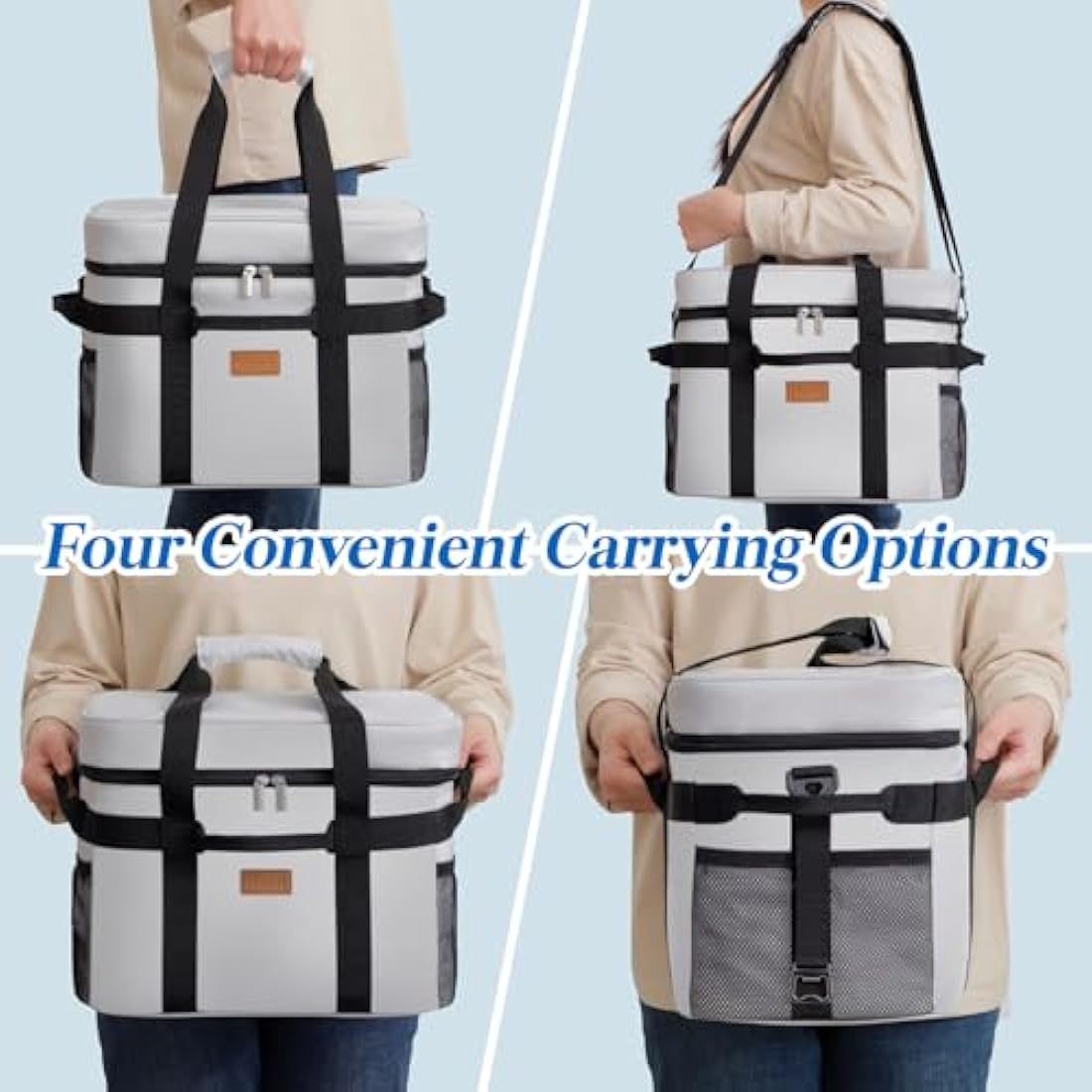 Lifewit 20L Soft Cooler Bag with Hard Liner, Large Insulated Picnic Lunch Bag Box Soft-Sided Cooling Bag for Camping、BBQ、Family Outdoor Activities, Silk Gray