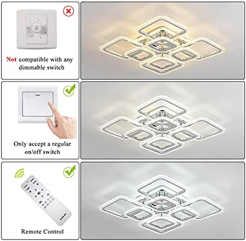 Qcyuui Modern Ceiling Light, Acrylic Flush Mount Led Ceiling Lights, Nordic Chandeliers with 8 Rectangles Lighting Fixture, 100W Chandelier Ceiling Lights Living Room Bedroom Dining Room Kitchen