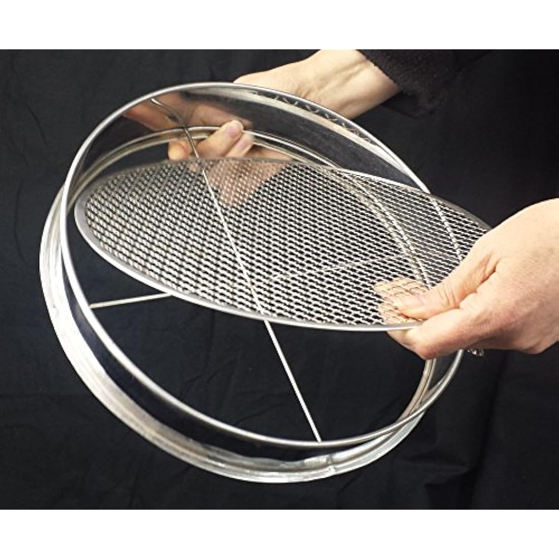 Practicool garden potting mix sieve - stainless steel riddle - soil sifting pan - with 4 interchangeable filter mesh sizes - 3,6,9,12 mm and bonus spade
