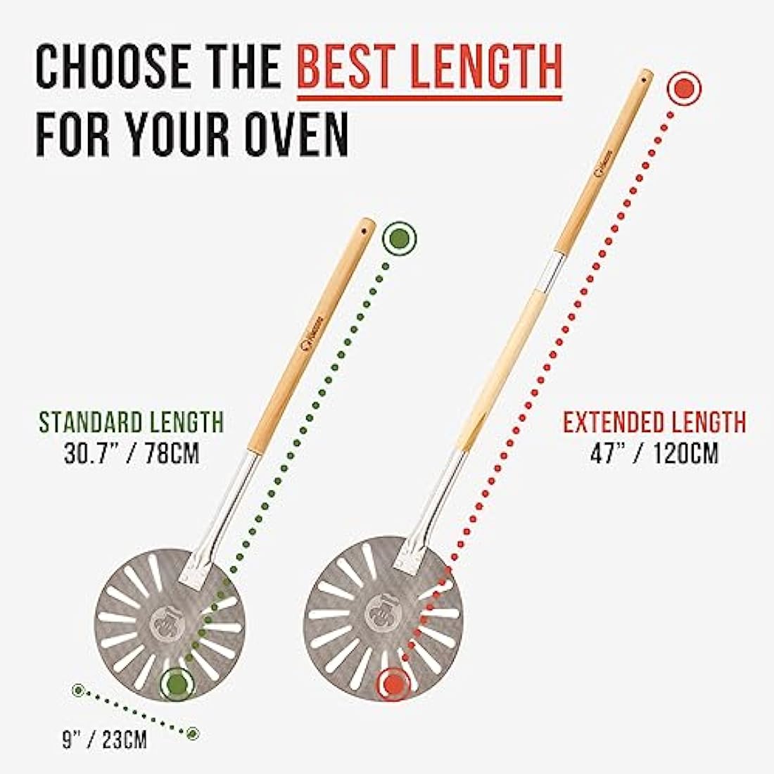 Chef Pomodoro Pizza Turning Peel with Detachable Handle, Aluminum Pizza Paddle, Gourmet Luxury Pizza Peel for Baking Homemade Pizza and Bread, Perforated Pizza Turner, Pizza Spatula (9-Inch / 23 cm)
