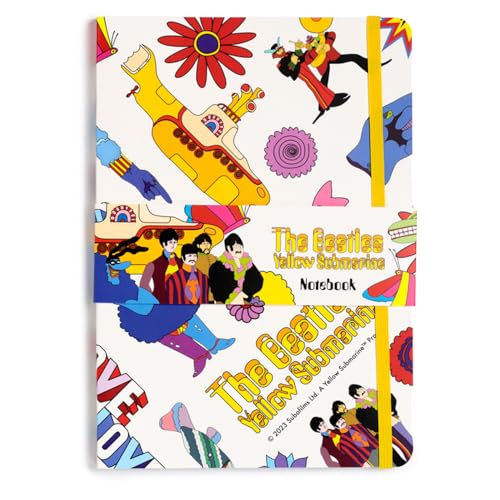 Puckator A5 Lined Notebook in Recycled Paper – Yellow Submarine, Beatles – White
