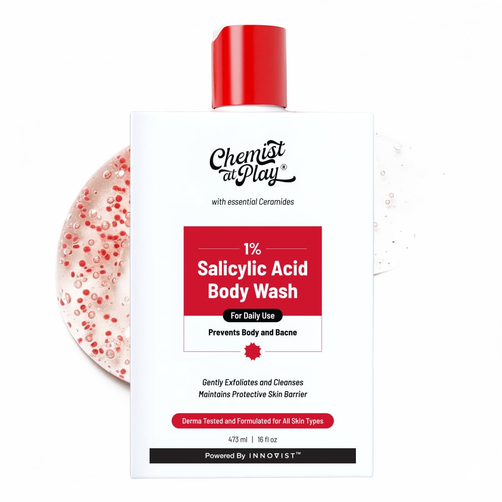 Chemist at Play 1% Salicylic Acid Body Wash 473ml | Paraben & SLS Free | Gentle Exfoliating Shower Gel | Prevents Body Acne, Bumpy Skin & Deep