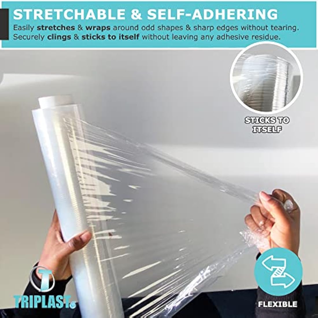 Triplast Pallet Stretch Shrink Wrap Roll (400mm x 250m) - Pick Qty & Colour - Heavy Duty Pallet Wrap, Industrial Stretch Wrap, Packaging Cling Film, Strong Plastic Wrap, Luggage Wrap (Clear, 2 Rolls)