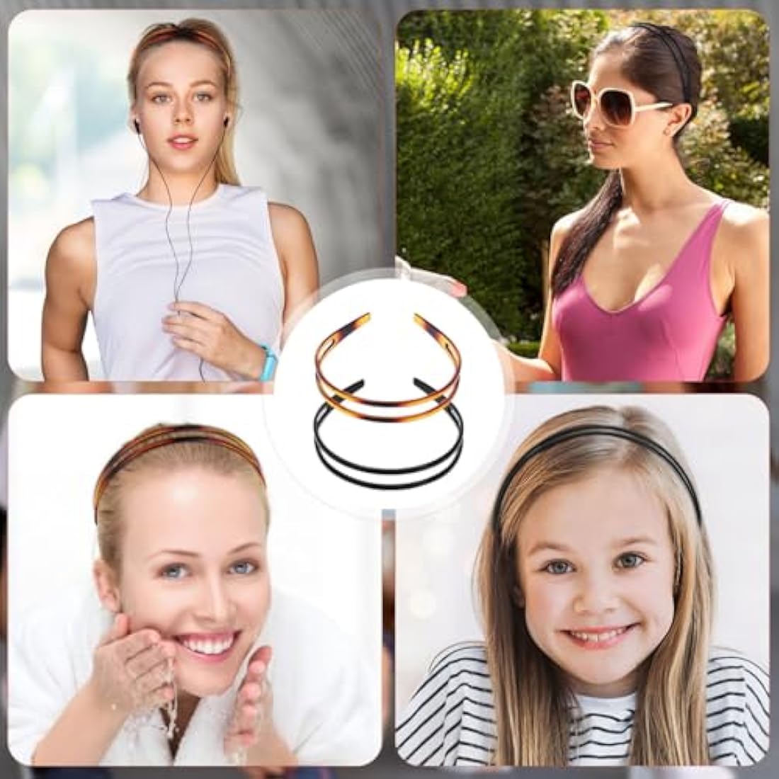 minkissy 2pcs Plastic Headband Double Row Hair Hoops Vintage No Slip Hair Bands with Teeth for Adult Women Girls Face Washing