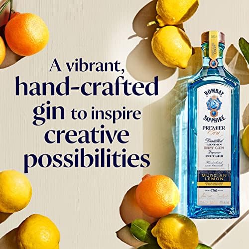 Bombay Sapphire Premier Cru Murcian Lemon London Dry Gin, 47% vol., 70 cl / 700 ml, 100% Vapour Infused Spirit with Hand-Picked Citrus Fruits