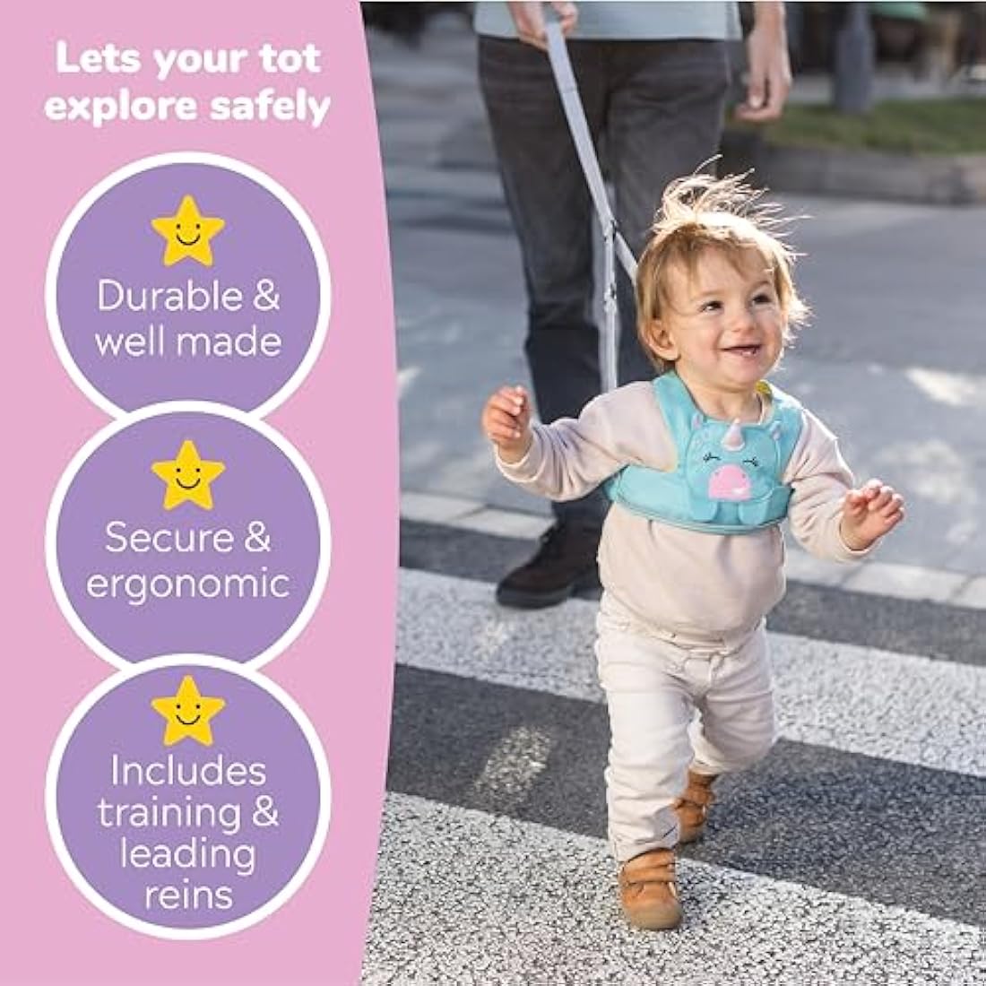 Trunki ToddlePak - Fuss Free Baby Walking Reins and Toddler Safety Harness – Una Unicorn (Teal)