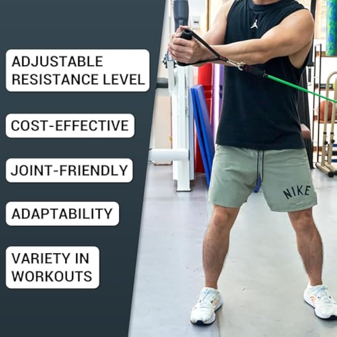 TheFitLife Exercise Resistance Bands with Handles - 5 Fitness Workout Bands Stackable up to 110/150/200/250/300 lbs, Training Tubes with Large Handles, Ankle Straps, Door Anchor, Carry Bag