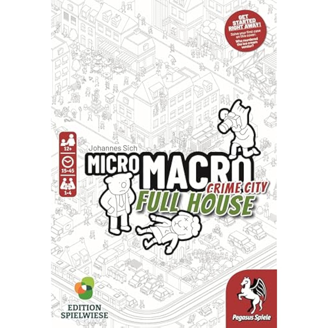 Pegasus Press | MicroMacro: Crime City - Full House | Board Game | Ages 10+ | 1-4 Players | 15-45 Minutes Playing Time