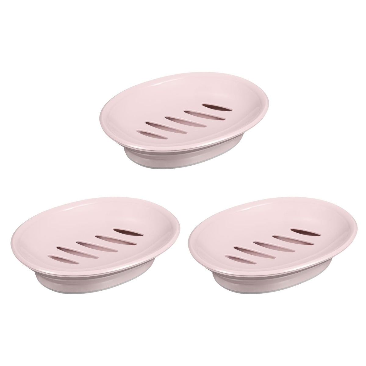 sourcing map Soap Container, 3Pcs 15.5x11cm Plastic Soap Dish with Drain, Removable Double Compartment Soap Holder for Bathroom, Shower, Kitchen