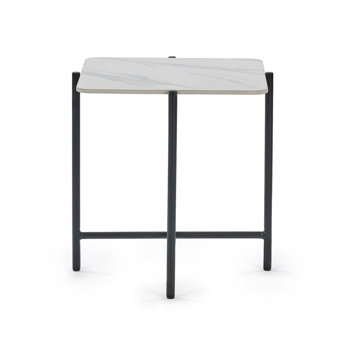 Julian Bowen Siena Square End Table, White Marble Effect - H55 x W50cm