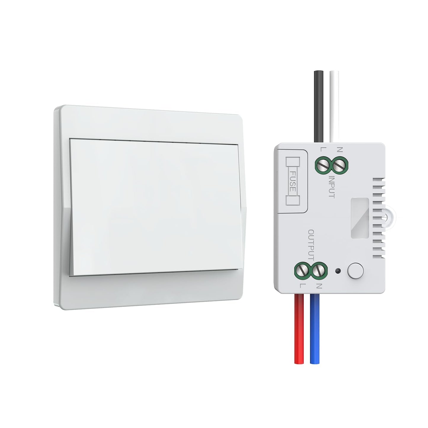 Thinkbee Wireless Switch for Light - Kinetic Switch and Receiver, Self-powered 433MHz Cordless RF Remote Control for Light up to 650ft, Wall Switches