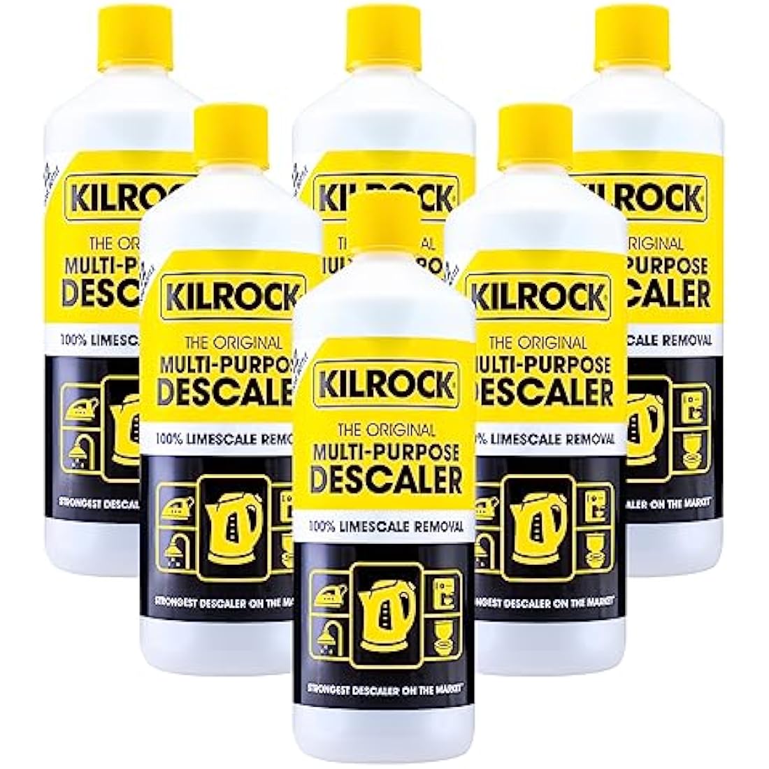 Kilrock Mega-K Multi-Purpose Descaler Multipack 6x1 Litre (72 Doses) - Limescale Descaling for Kettles, Toilets, Shower Heads & Coffee Machines - Biodegradable and Phosphate Free