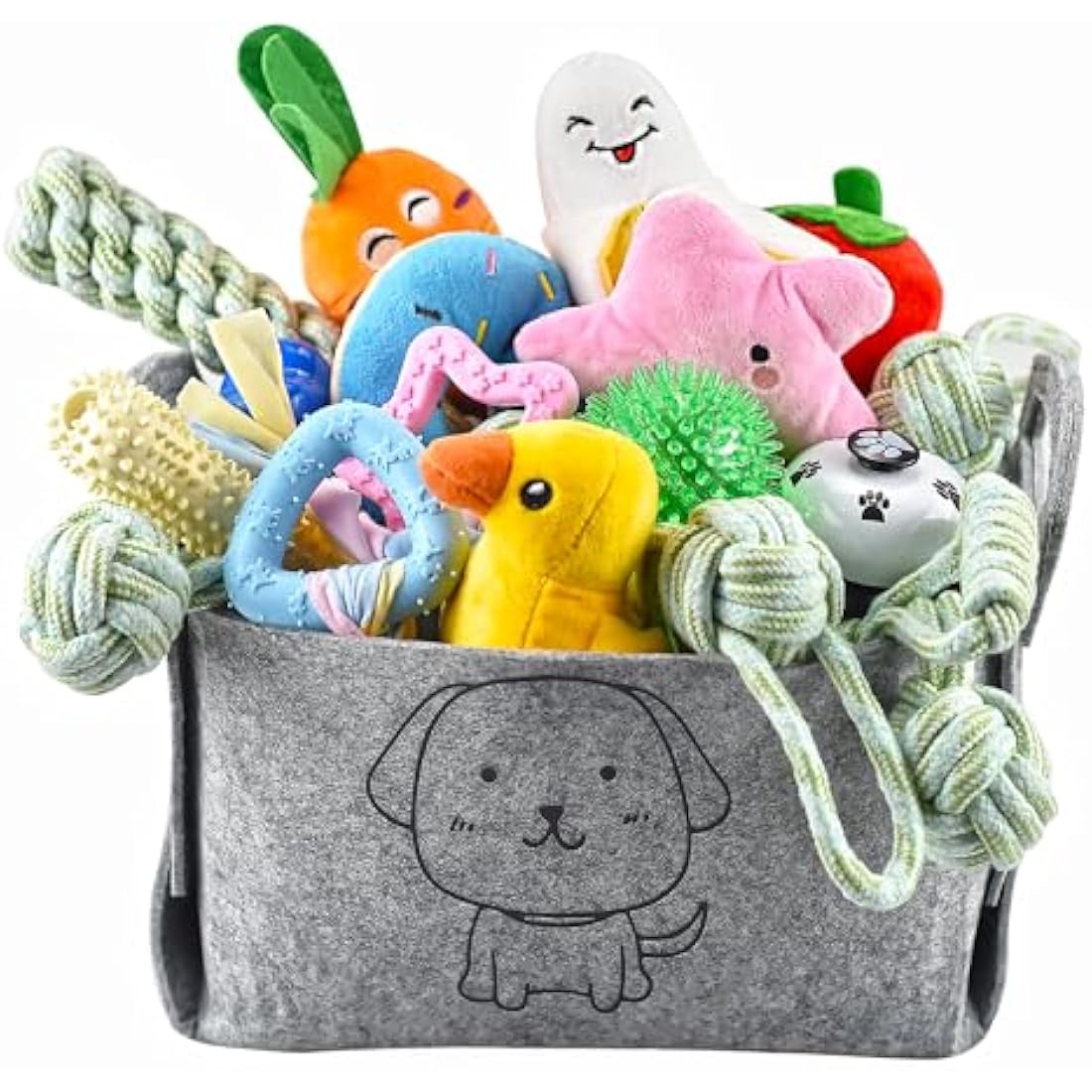 Ousiya 24 Pack Puppy Toys Set with Storage Box - Small Dog Teething Toys for Playing and Training