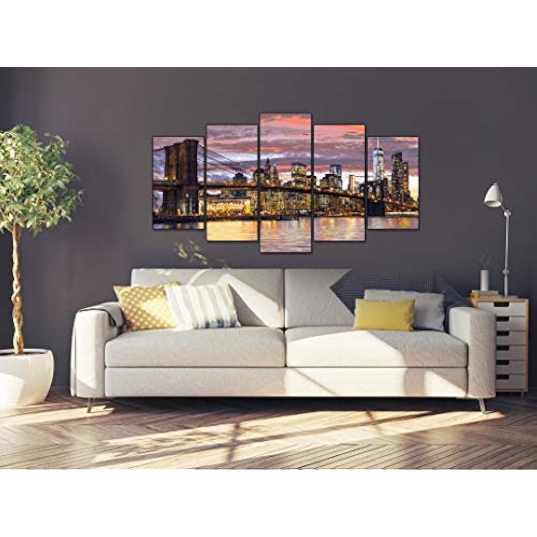 Schipper 609450806 Painting by Numbers - New York at Dawn - Painting Pictures for Adults, Includes Brush and Acrylic Paints, Master Class Polyptych - Professional Edition, 132 x 72 cm