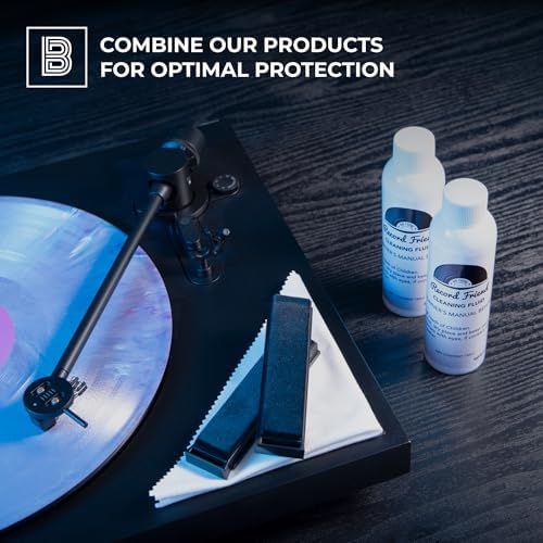 BIG FUDGE Vinyl Record Cleaner Kit - Scratch-Free Album Record Cleaning Machine w/Record Cleaning Solution Fluid, Record Brush, Drying Racks - Professional Vinyl Record Care