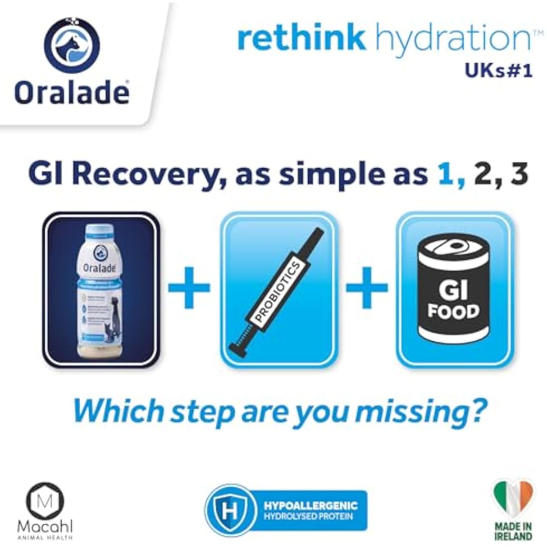 Oralade - Advanced GI+, Oral Rehydration & Gut Support for Pets - Fast and Effective Hydration - Roast Chicken Flavour - Suitable for All Ages - 500ml