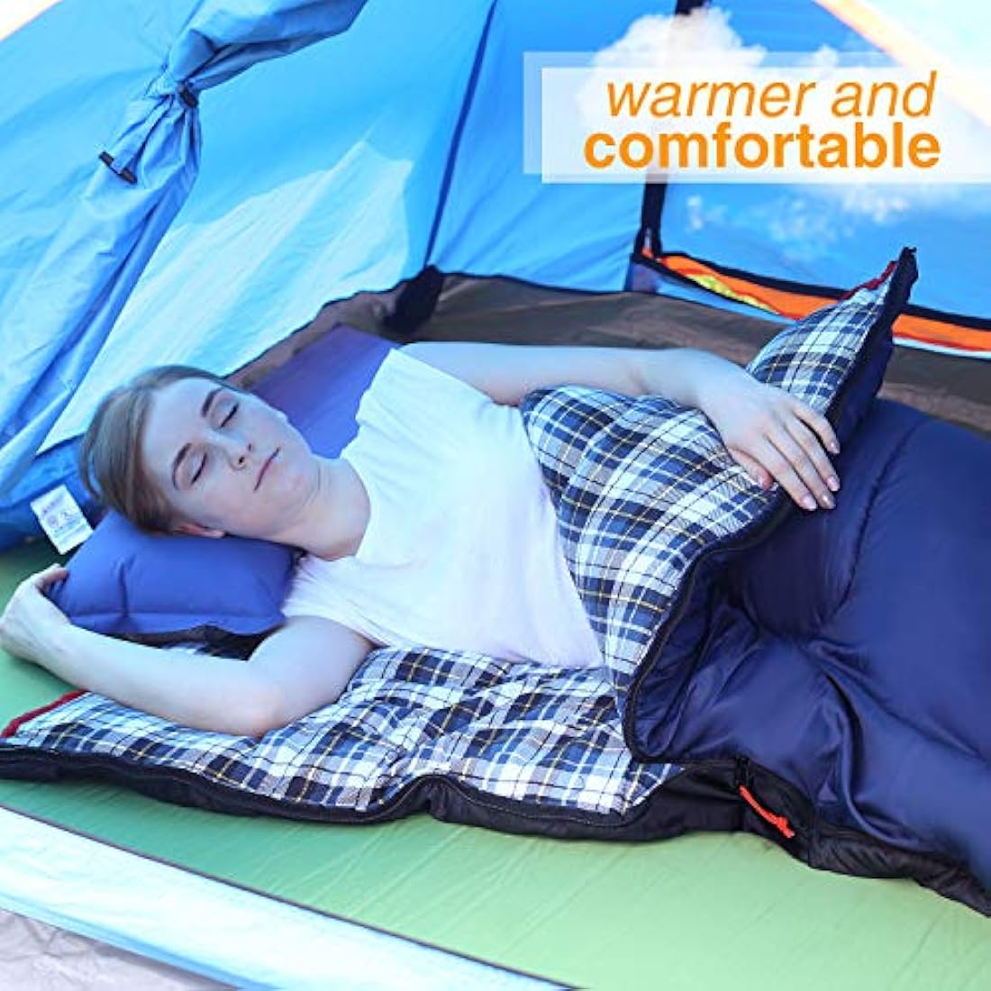 REDCAMP Cotton Flannel Sleeping Bags for Camping, 3-Season Warm and Comfortable Adult Sleeping Bag, Envelope with 2/3/4lbs Filling