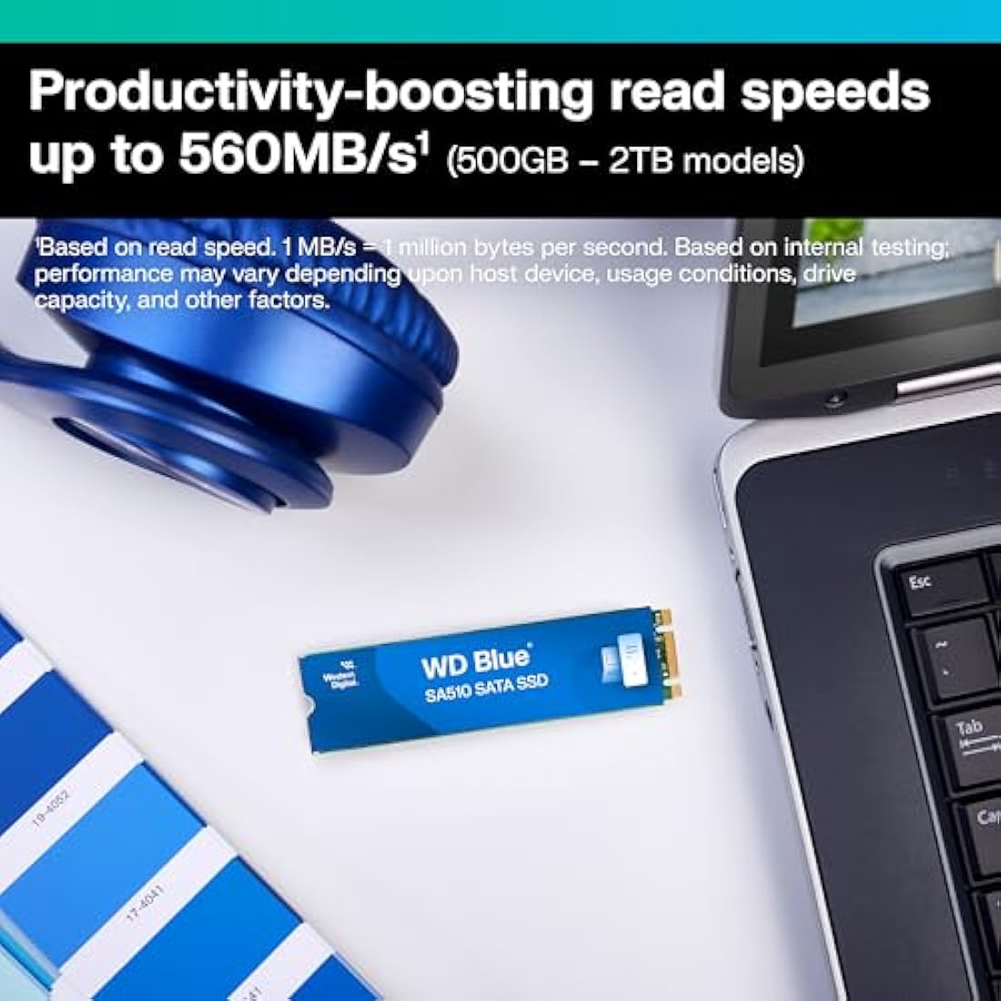 WD Blue SA510 250GB M.2, SATA SSD, up to 555 MB/s, Includes Acronis True Image for Western Digital, Disk & Cloning Migration, Flexible backup & recovery, ransomware protection