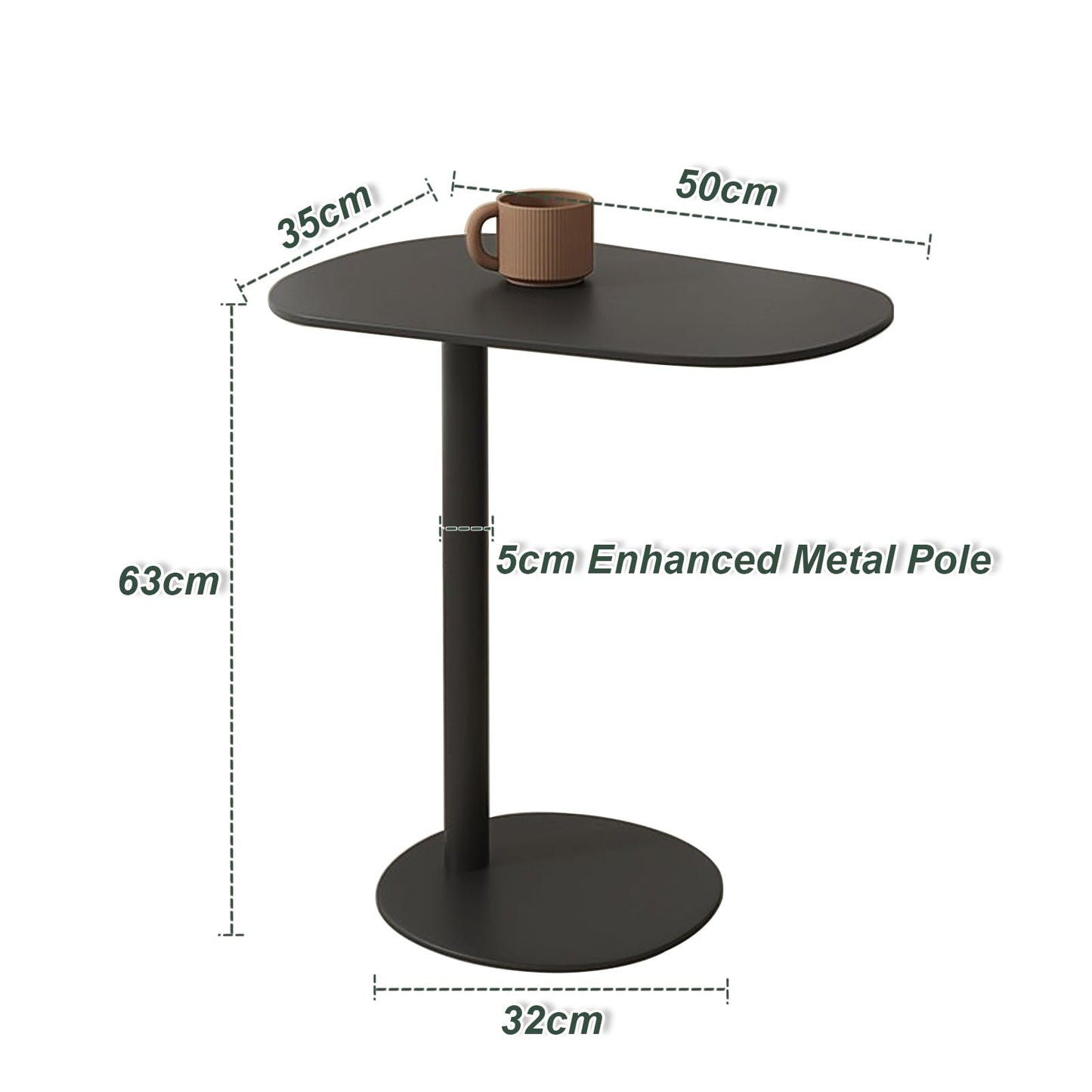 Metal C Shaped Side Table, Modern C Shaped End Table for Sofa/Bed, Small Iron Couch Tables That Slide Under