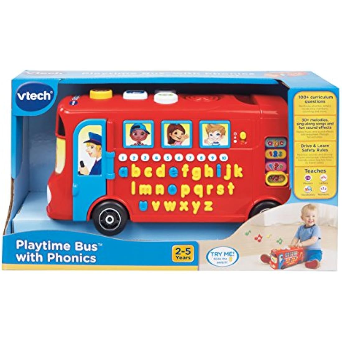 VTech Playtime Bus with Phonics, Educational Toy for Children with Letters, Phonics & the Alphabet, Over 100 Interactive Curriculum Questions, Kids Learning Toy for 2, 3, 4+ Years, English Version