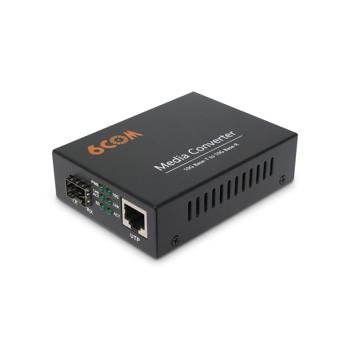 6COMGIGA 10G Fiber Media Converter,Unmanaged 1x 1000M/2.5G/5G/10GBase-T Auto-Negotiation RJ45 Slot to 1x 10GBase-X SFP+ Slot,Support