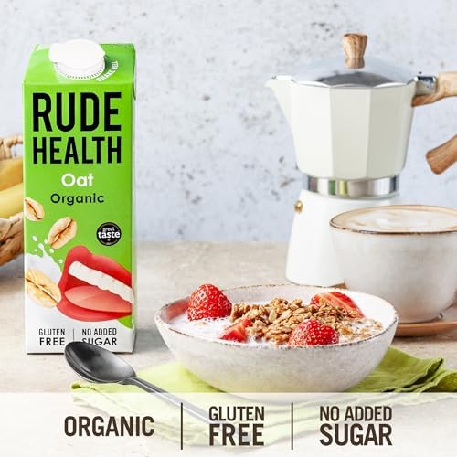 Rude Health 6 x 1 Litre Organic Oat Dairy-Alt Milk, 100% Natural Organic Drink, Lactose Free, Dairy Free & Gluten-Free, No Added Sugar, Award-Winning, Healthy & Vegan, 100% Recyclable Packaging