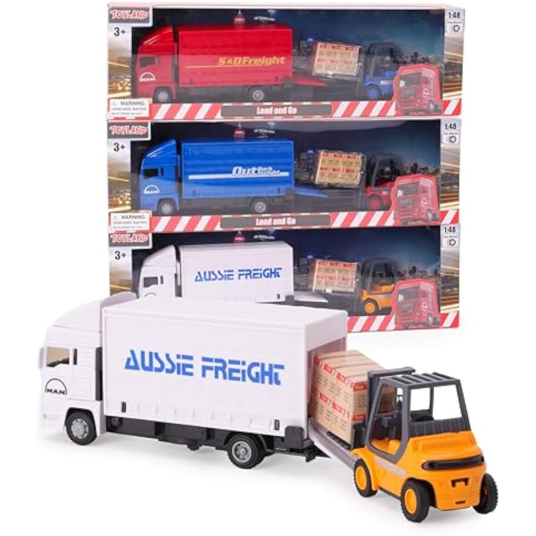 Toyland®- 15cm(6") MAN Freight Truck And Forklift - Transport Goods -Load And Go - 1:48 Scale - Kids Toys (One At Random)