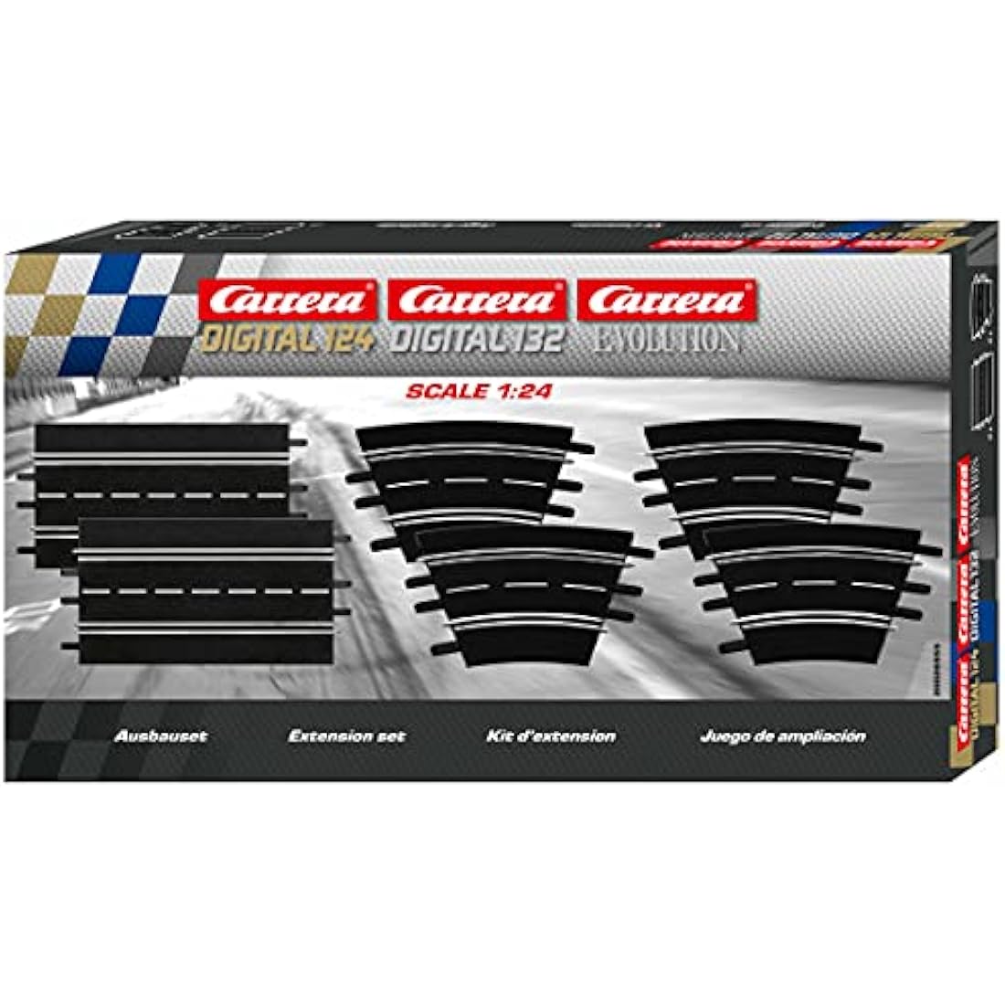Carrera Evolution 20026955 Extension Set (2 straights, 4 Curves 1/30°), Black