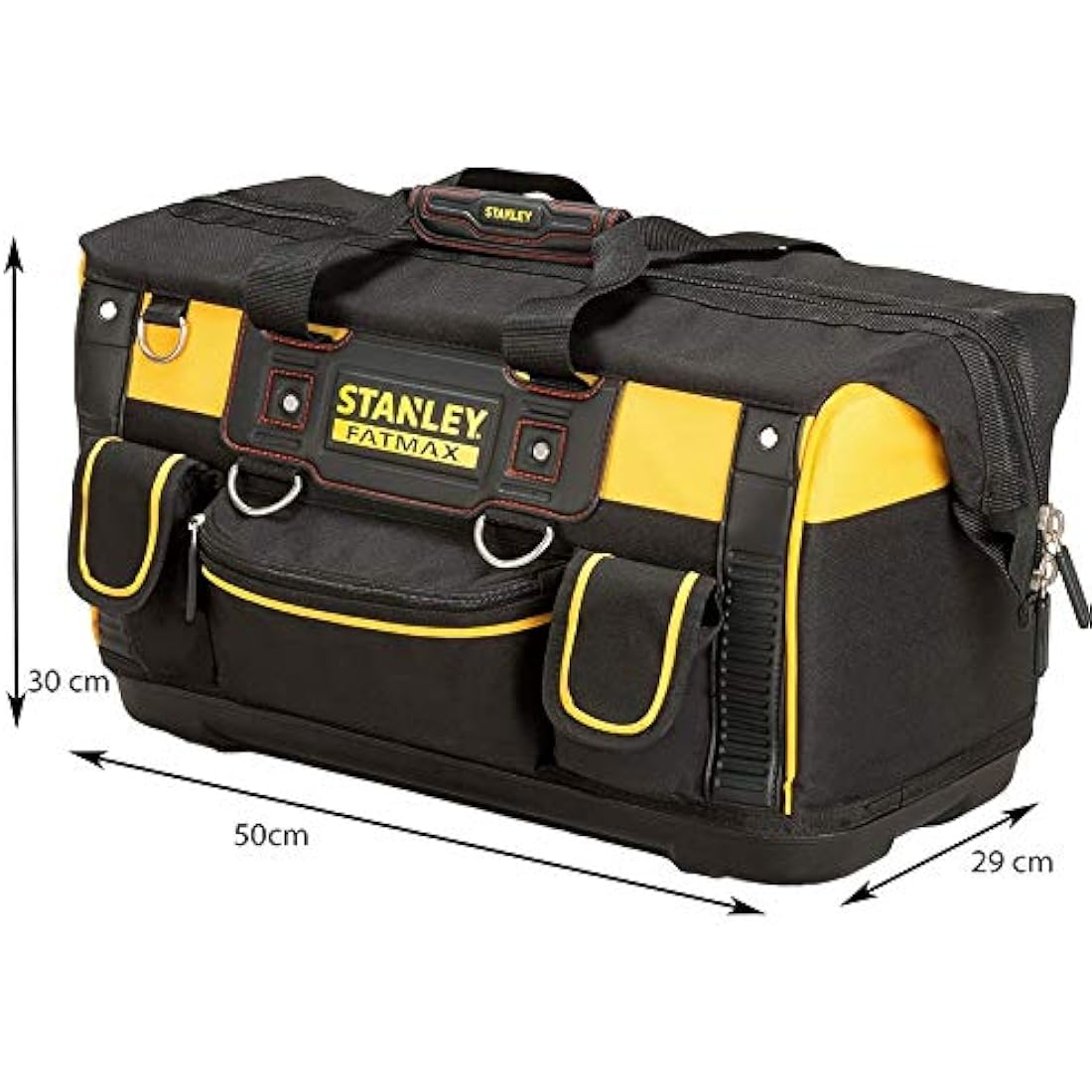 STANLEY FATMAX Open Mouth Rigid Tool Bag with Storage Compartment, Multi-Pockets Storage Organiser, 20 Inch, FMST1-71180 , Black