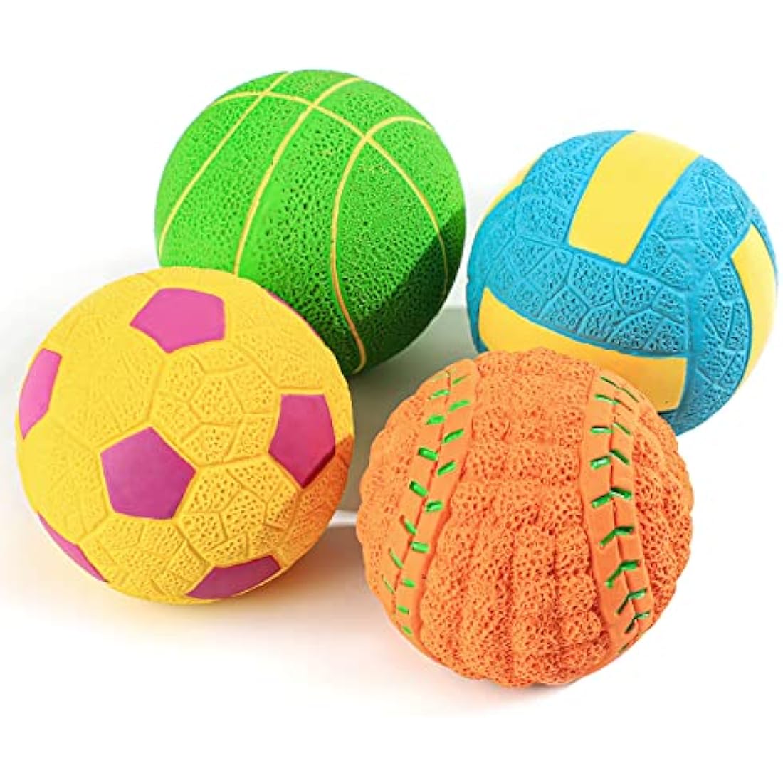 Squeaky Dog Toys, [4 Pack] Interactive Dog Balls with Squeaker for Medium Dogs, 2.8'' Soft Latex Rubber Bouncy Fetch Play Ball Toy