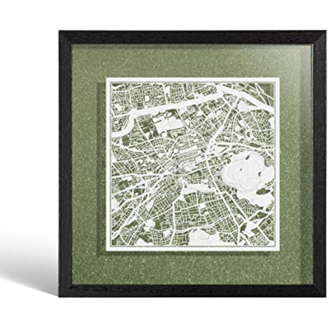 O3 DESIGN STUDIO Edinburgh Marco de Papel para mapas, White map, Black frame, 9x9 inches, Gift Boxed, 4 background color, self-changing, Paper Art