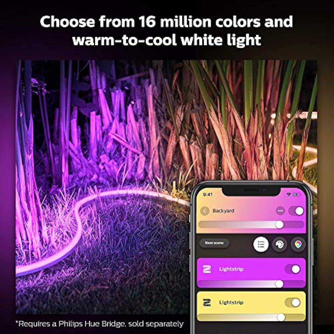 Philips Hue White and Colour Ambiance Outdoor Lightstrip [2M] Smart LED Lightstrip, Requires a Hue Bridge (Sold Separately), Works with Alexa, Google Assistant and Apple HomeKit, packaging may vary