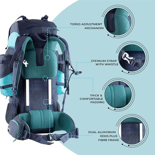 Tripole Walker Pro Internal Frame Rucksack for Travel and Trekking Front Opening Laptop Sleeve Water Repellent Rain Cover