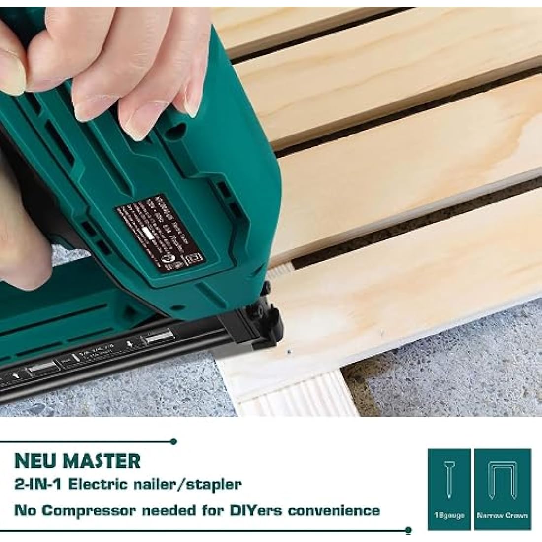 NEU MASTER Electric Brad Nailer, NTC0040-AU Electric Nail Gun/Staple Gun for DIY Project of Upholstery, Home Improvement and Woodworking