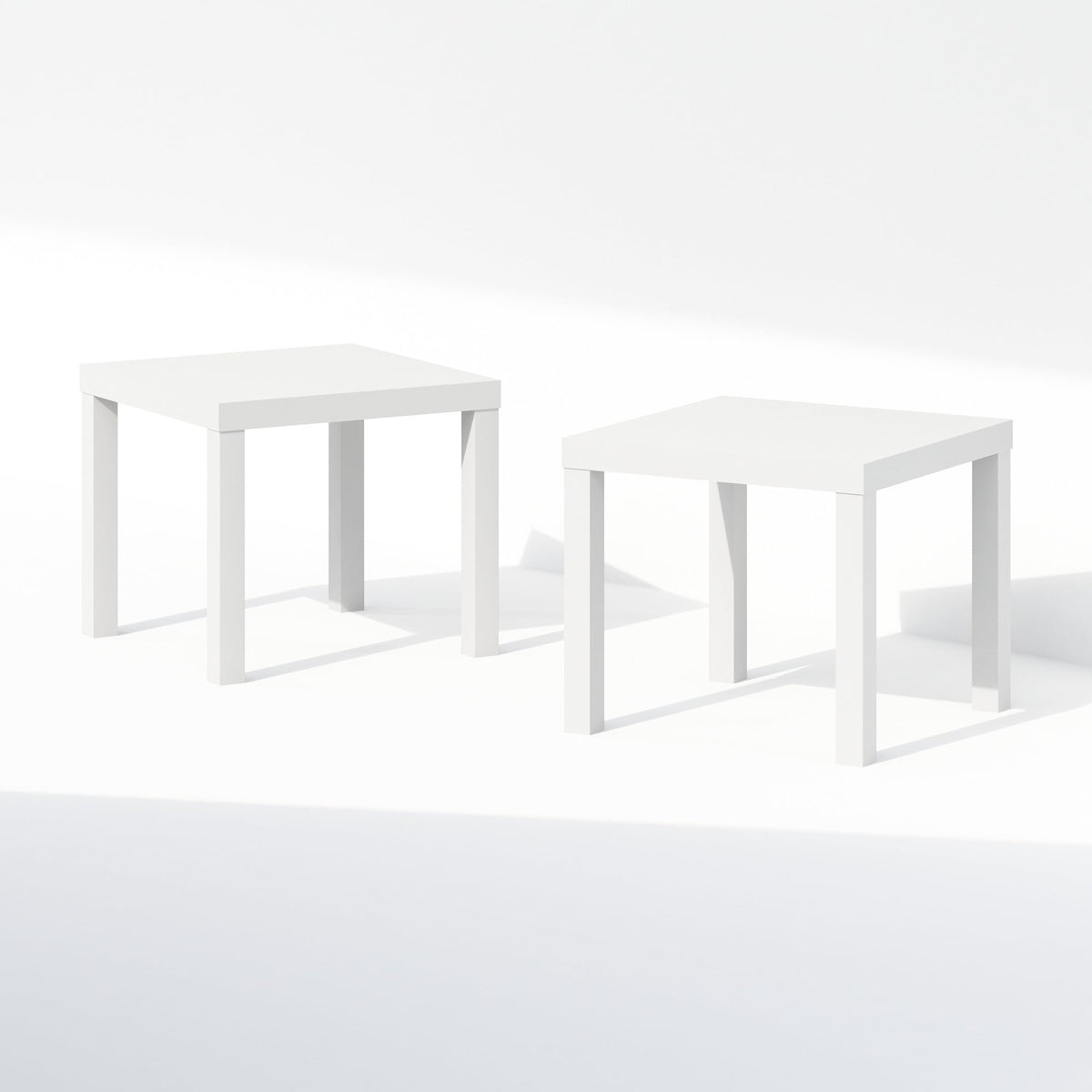 Furinno CLASSIC Coffee Table Set of 2, Square Modern Coffee Table with 1.8 Thick Tabletop, Side Table with 4 Legs, for Living Room, Bedroom