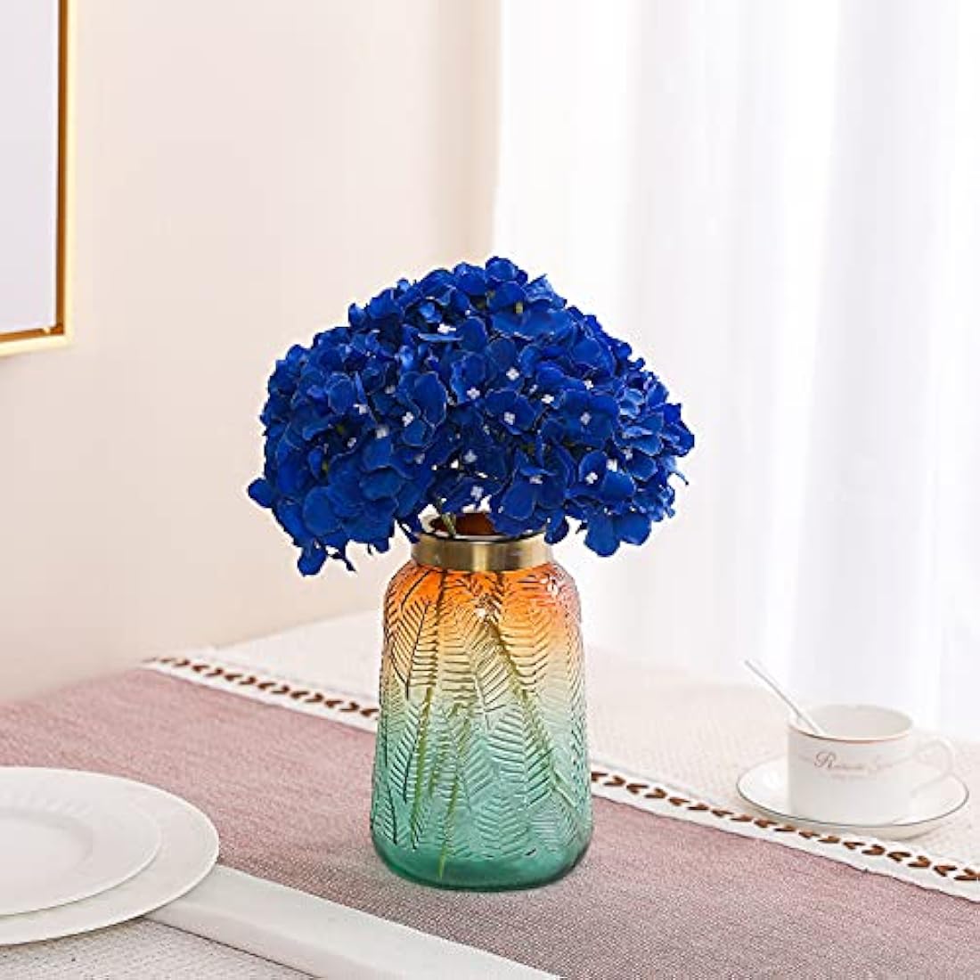 Tifuly 12Pcs Artificial Hydrangeas, Realistic Silk Hydrangeas Flower Heads with Stems Fake Flowers for Wedding Bridal Bouquets, Home Office Party Decor, Floral Arrangements, Centerpiece(Royal Blue)