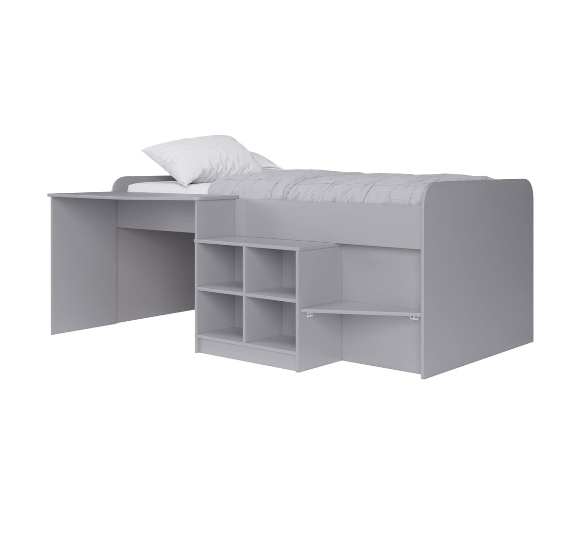 Pilot Single Cabin Storage Bed, Desk, Bookcase, Grey