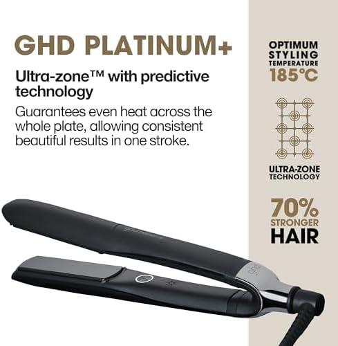 ghd Platinum+ Hair Straightener & Professional Styler - Stronger Hair, More Shine, Colour Protection - for All Hair Types - (UK Plug)