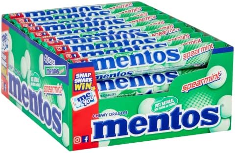 Mentos Spearmint Soft Mints, Refreshing Chewy Sweets With Natural Colours, Suitable for Vegetarians - 40 Rolls