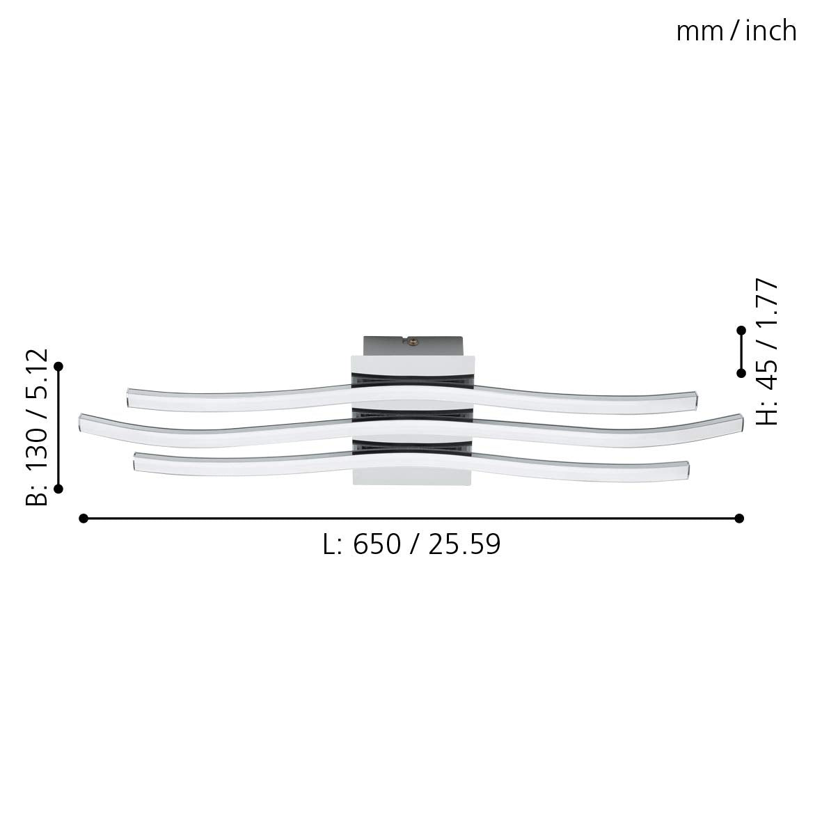 Eglo LED Ceiling Light Fitting Roncade, 3 lamp Kitchen and Living Room Lighting, Chrome-Coloured Aluminium, Steel and Plastic, Warm White