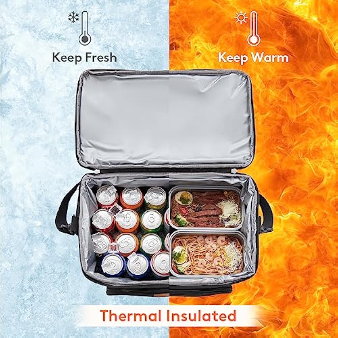 Lifewit Cooler Bag Insulated Large Shopping Bag, Double Decker Soft Cooler Soft-Sided Cooling Bag for Beach/Picnic/Sports