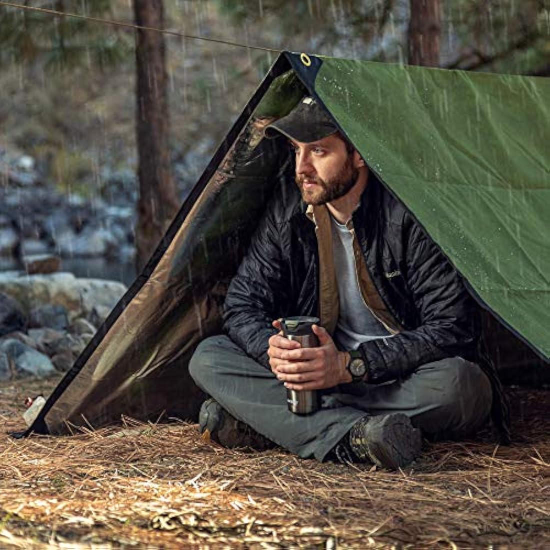 Arcturus XL Survival Tarp - 8.5 x 12 inches (Woodland Camo)