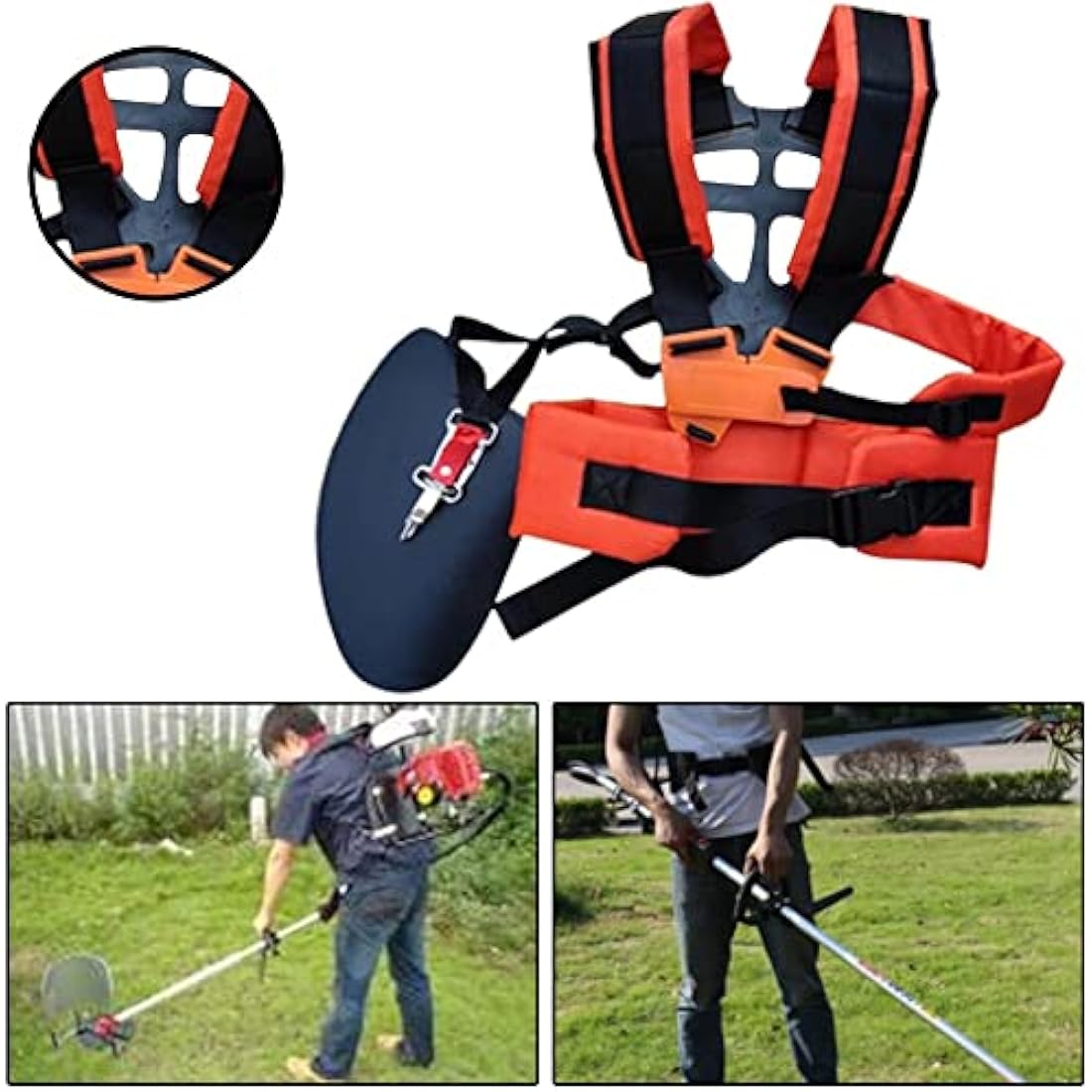 Universal Adjustable Strimmer Harness Padded Trimmer Shoulder Strap Comfort Double Shoulder Harness Strap Nylon Strimmer Lawn Mower Belt Mower Grass Trimmer for Brush Cutter Grass Garden Trimmer