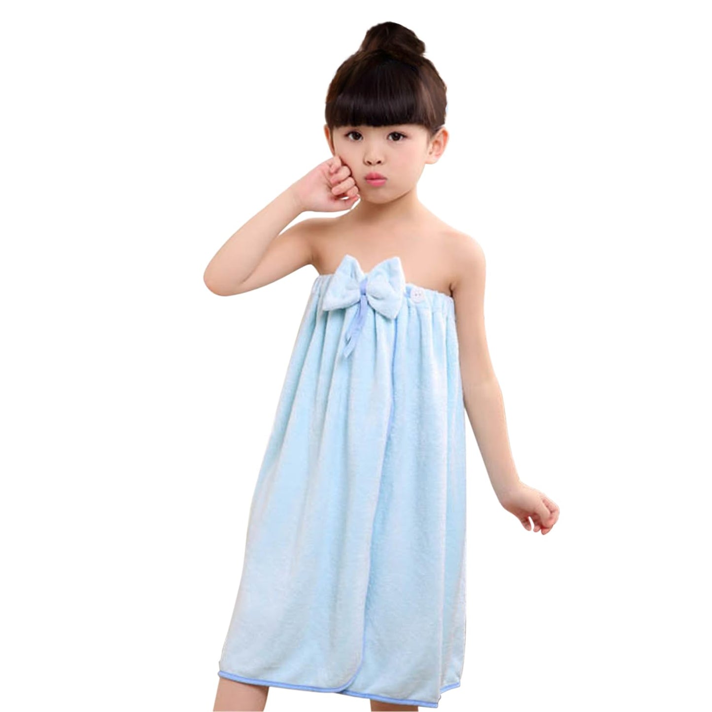 TINAYAUE Girls Bath Towel Wrap Water Absorption Soft Fleece Bath Skirt Cute Bowknot Tube Dress for Kids Student Swimming Bathing Beach Pool Shower