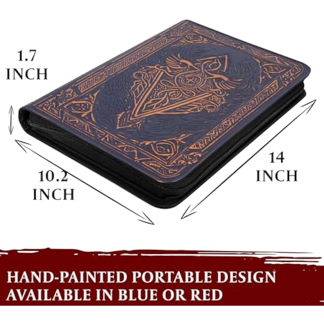 Trading Card Binder - 9 Pocket Album w Zipper - 360 Side Loading Folder for TCG - 3D PU Leather - For MTG, Disney Lorcana Trading Card Game, Magic The Gathering, Pokemon - Book Accessories Gift (Blue)