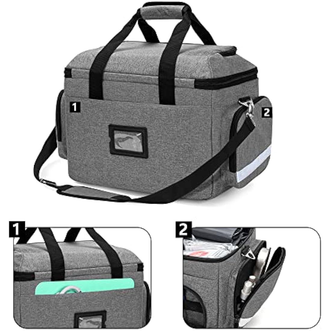 Damero First Responder Bag Empty, Medical Emergency Trauma Bag with Detachable Dividers for EMT, Nurses, Tactical Medics, Home Care, Gray