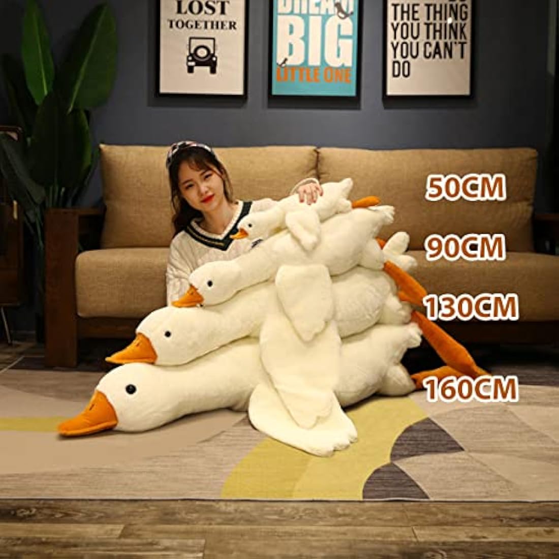 50-160CM Huge Goose Plush Toys Big Duck Doll Soft Stuffed Animal Sleeping Pillow Cushion for Kids and Girls (160CM)