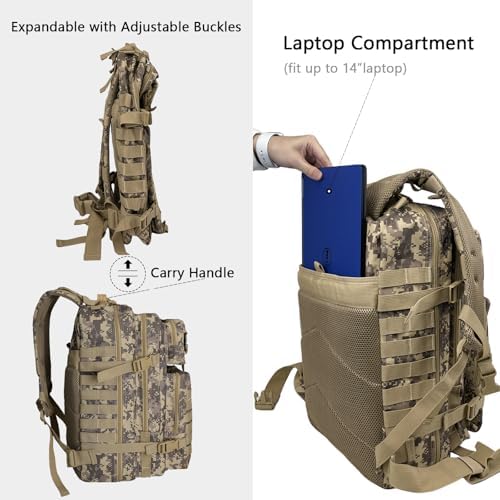 WOLT | Tactical Backpack for Men 45L Military Backpack Large 3 Day Assault Pack Rucking Backpack for Survival Hiking